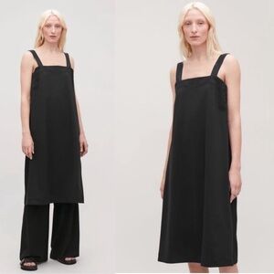 COS Black Apron Wrap Around detail Tunic Shift Dress with woven straps Size XS